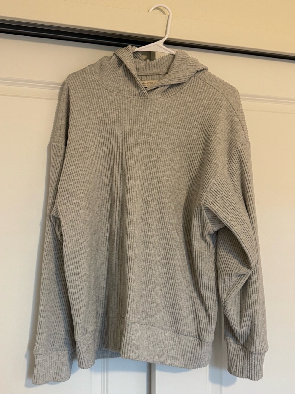 Abercrombie Lounge Cozy Rib Hoodie Light Grey size Small